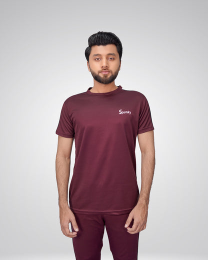 Premium Maroon Fitted TrackSuit with White Shoulder Panels