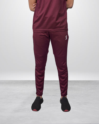 Premium Maroon Fitted TrackSuit with White Shoulder Panels