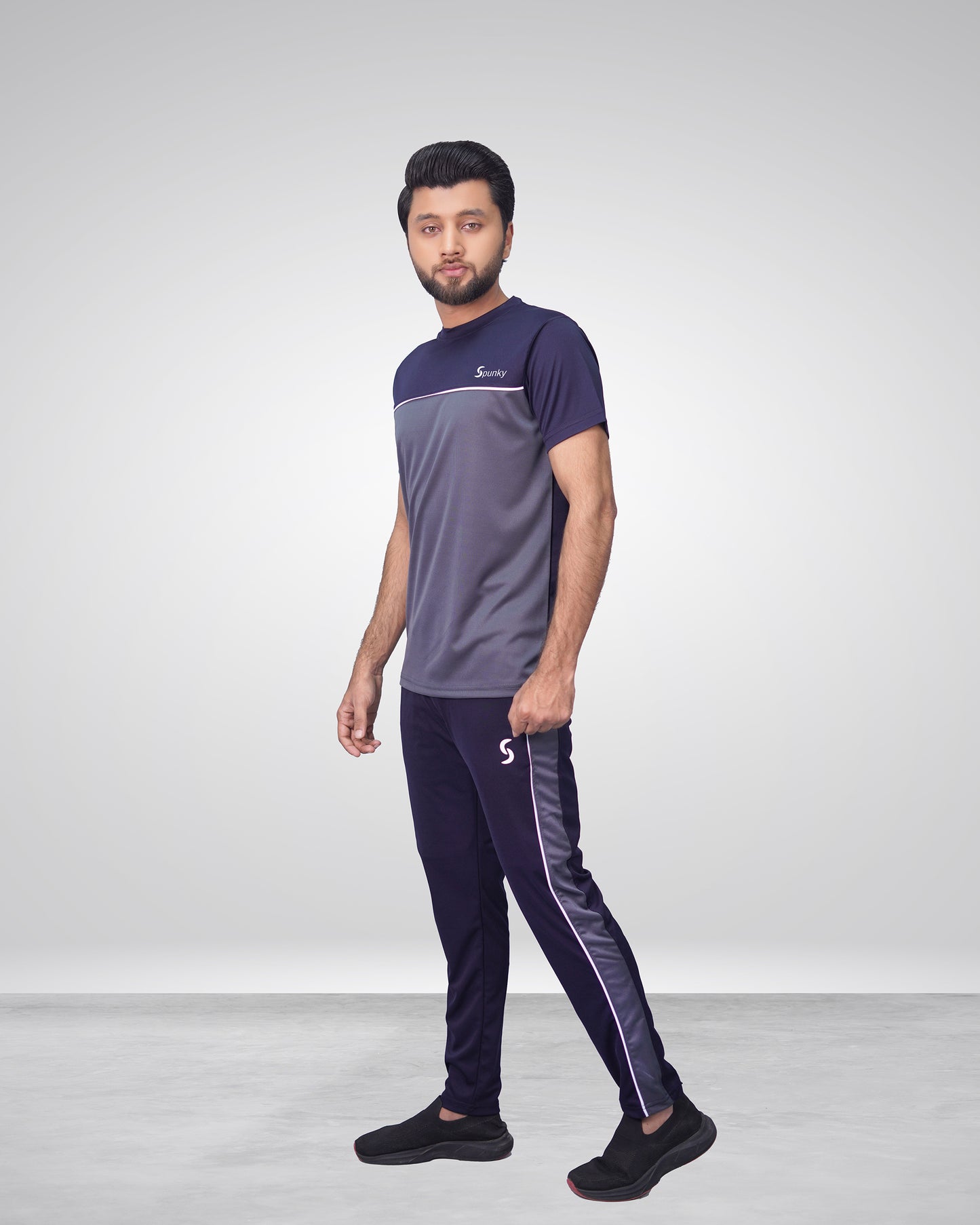 Relax Fit Gray & Blue TrackSuit with Reflective Detailing