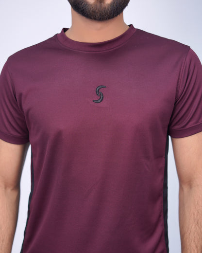 Premium Maroon Fitted T-Shirt with Embroidered Logo