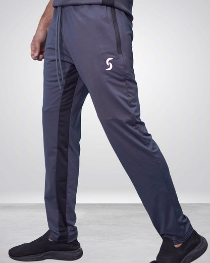 Gray Breathable Mesh Trouser with Sleek Hem & Black Panels