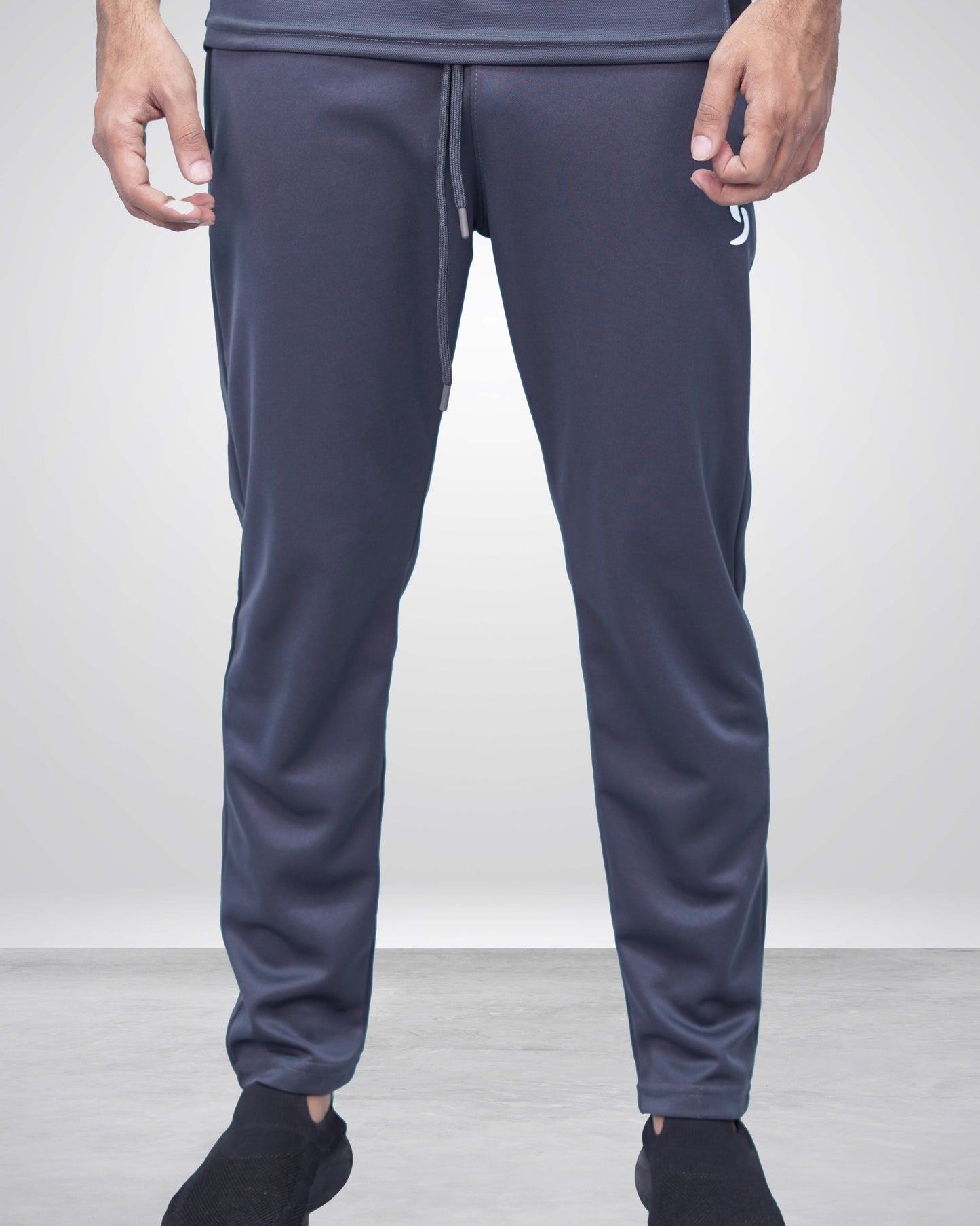 Premium Dark Gray Stretch Bottoms Trouser with Sleek Reflective Logo