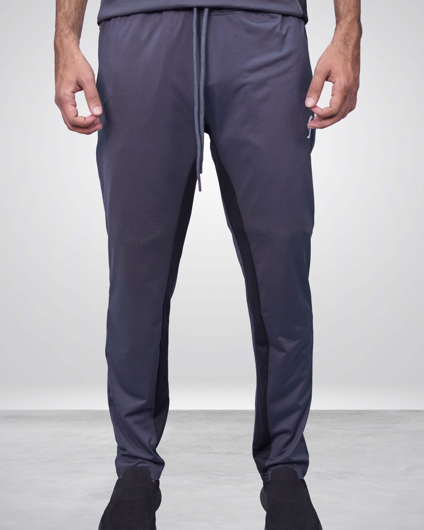 Gray Breathable Mesh Trouser with Sleek Hem & Black Panels