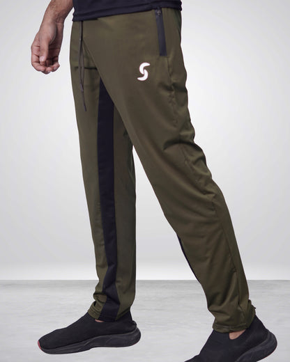 Olive Green Quick Dry Bottoms Trouser with Black Inner Mesh Panels