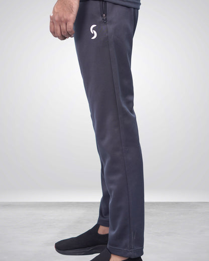 Premium Dark Gray Stretch Bottoms Trouser with Sleek Reflective Logo